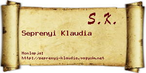 Seprenyi Klaudia névjegykártya